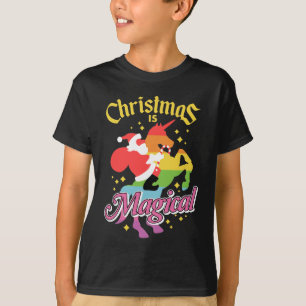 T-shirt Noël est comme par magie Santa chevauchant une lic