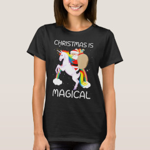 T-shirt Noël Est Magique Père Noël équitation Unicorne 5