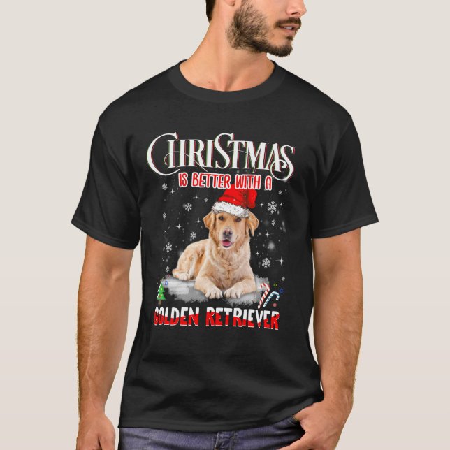 T-shirt Noël est meilleur avec un Golden Retriever - Chien (Devant)