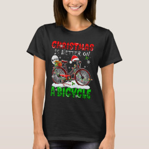 T-shirt Noël Est Mieux À Vélo Père Noël Cyclist Col