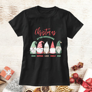 T-shirt Noël familial des mignons gnomes au Nom