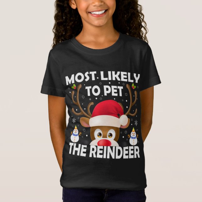T-Shirt Noël Familial Le Plus Susceptible De Pet Le Rindee (Devant)