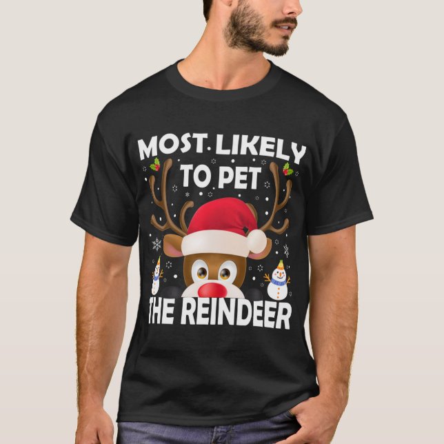 T-shirt Noël Familial Le Plus Susceptible De Pet Le Rindee (Devant)