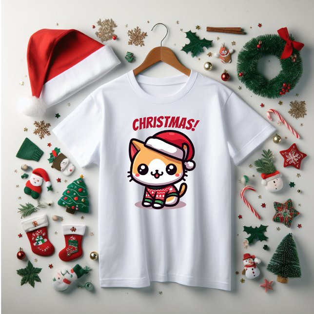 T-Shirt Noel, Famille et Amusant kitty (Cute family Christmas tee shirt. Personalize any of the words to suit your family.)