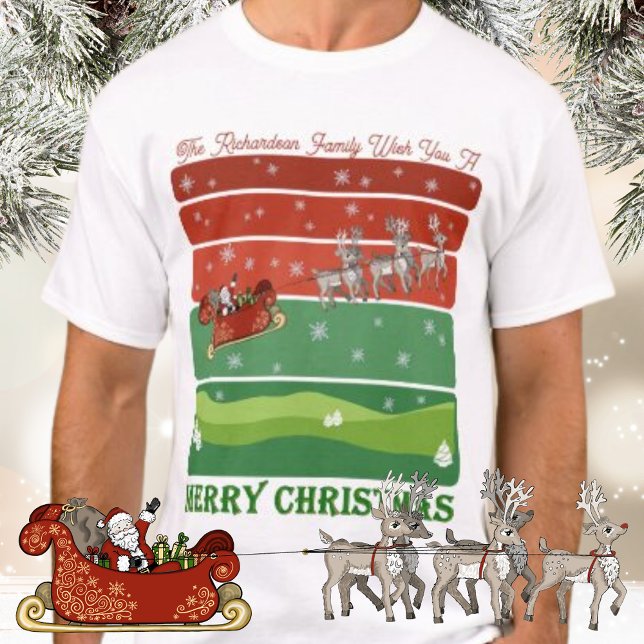 T-shirt Noël festif Père Noël, Sleigh et Reindeer (This personalised family t-shirt will get you feeling festive this Christmas!)