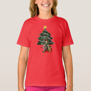 T-shirt Noël Fille Elfe Arbre Présente Enfants mignonne 