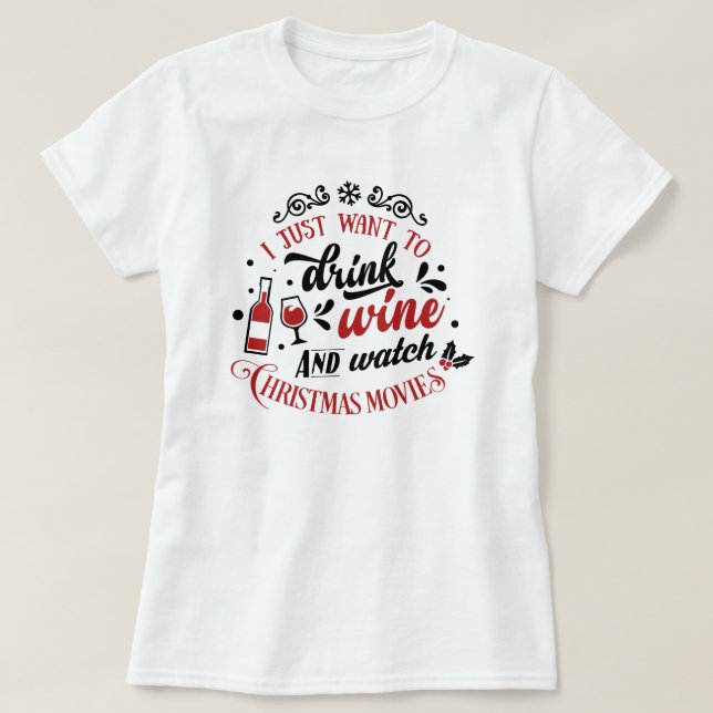 T-Shirt Noël Films et Vin (Design devant)
