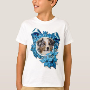 T-shirt Noël - Flocon de neige bleu - Berger australien