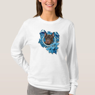 T-shirt Noël - flocon de neige bleu - dobermann - rocheux