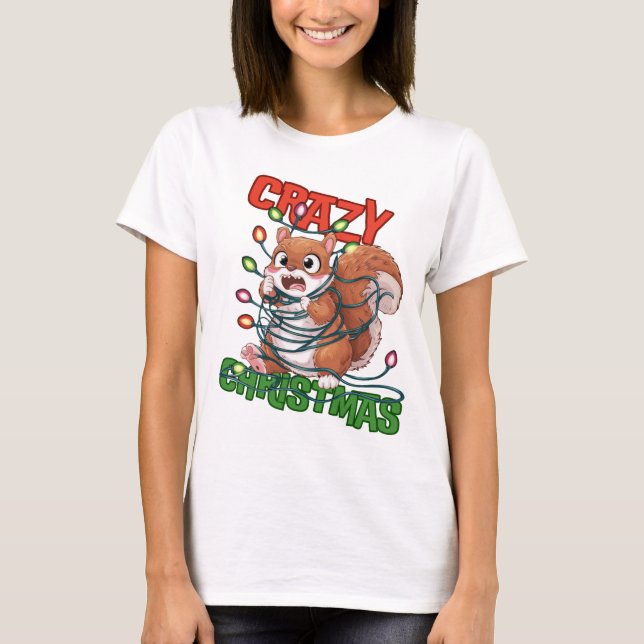 T-shirt Noël Fou : Écureuil Frustré (Devant)