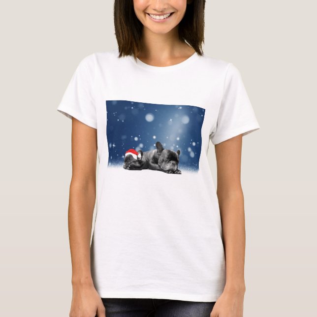 T-shirt Noël Français Chien de taule Chien Chien de Chien  (Devant)