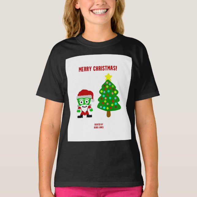 T-shirt Noël FrankenFromages Filles Black Basic T Shirt (Devant)