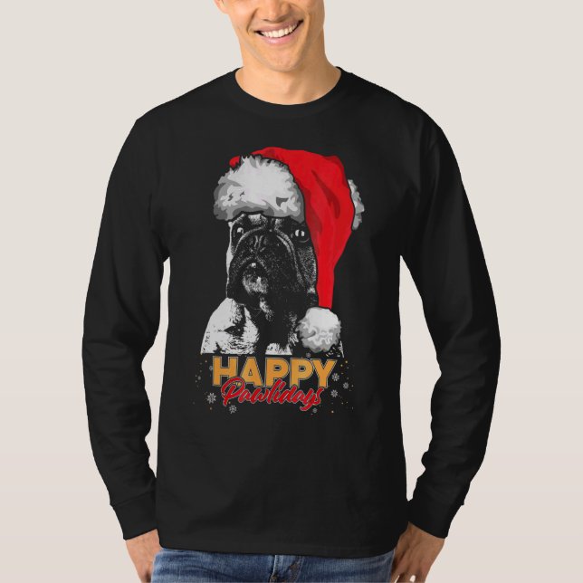 T-shirt Noël Frenchie Gif Joyeux Pawlidays (Devant)