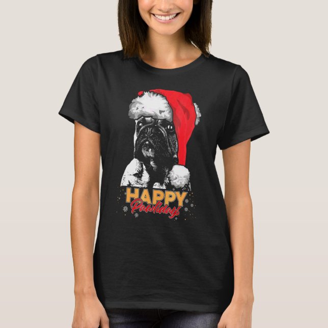 T-shirt Noël Frenchie Gif Joyeux Pawlidays (Devant)
