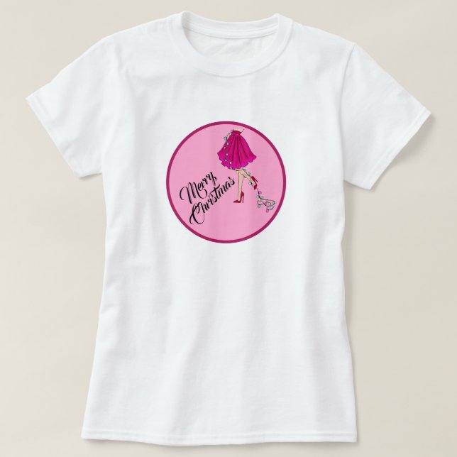 T-shirt Noël Glam Rose  (Design devant)