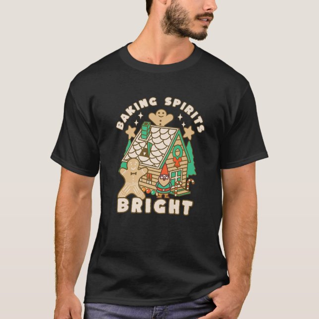 T-shirt Noël Gnome Baking Spirits Bright Gingerbread  (Devant)