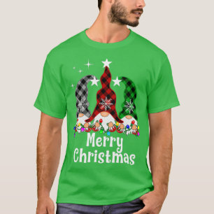 T-shirt Noël Gnome Lumières de Noël Buffalo Plaid Gno