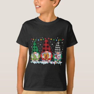 T-shirt Noël Gnomes Buffalo Plaid Rouge Blanc Vert Xma