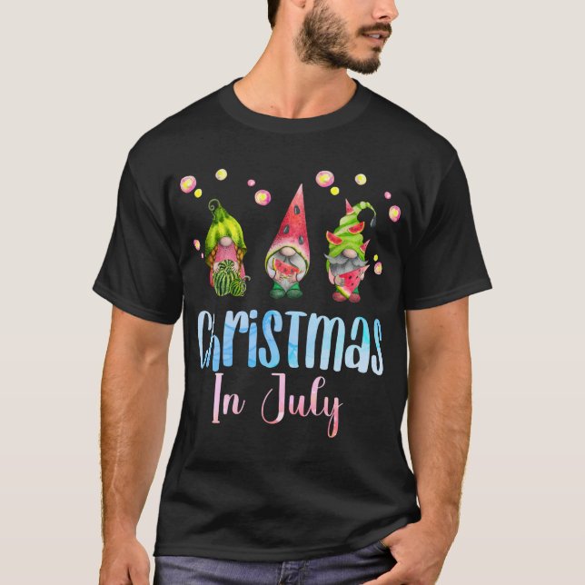 T-shirt Noël Gnomes drôle en juillet pastèque Noël (Devant)