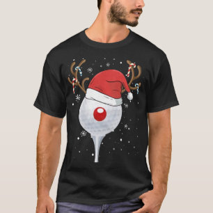T-shirt Noël Goft Reindeer Funny Santa Hat Golf Lover