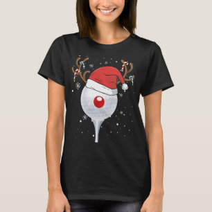 T-shirt Noël Goft Reindeer Funny Santa Hat Golf Lover