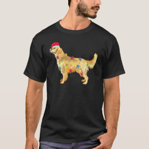 T-shirt Noël Golden Retriever Chapeau de Père Noël Lumiè