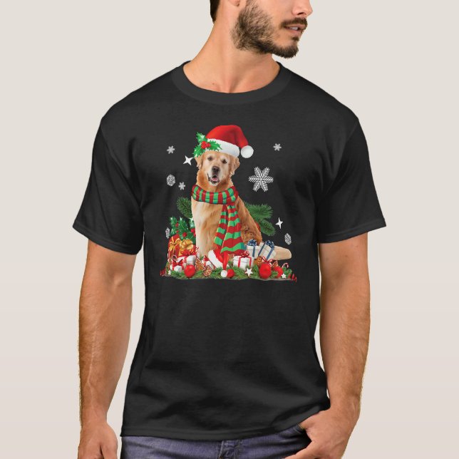 T-shirt Noël Golden Retriever Chien Père Noël (Devant)