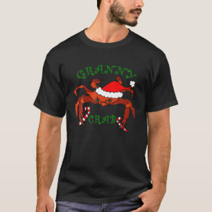 T-shirt Noël Granny Crabe Santa Chapeau Funky Matching Fa