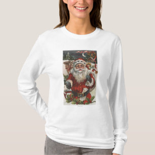 T-shirt Noël GreetingSanta avec des cerfs communs et des