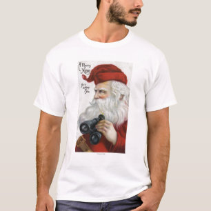 T-shirt Noël GreetingSanta avec des jumelles