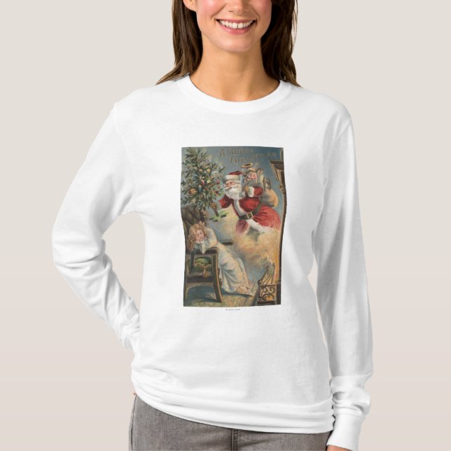 T-shirt Noël GreetingSanta avec l'arbre et les cadeaux (Devant)