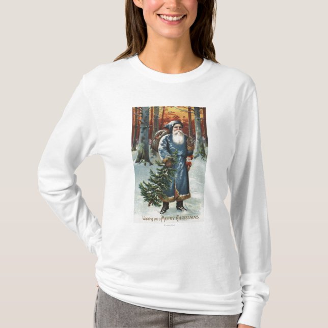 T-shirt Noël GreetingSanta dans le bleu (Devant)