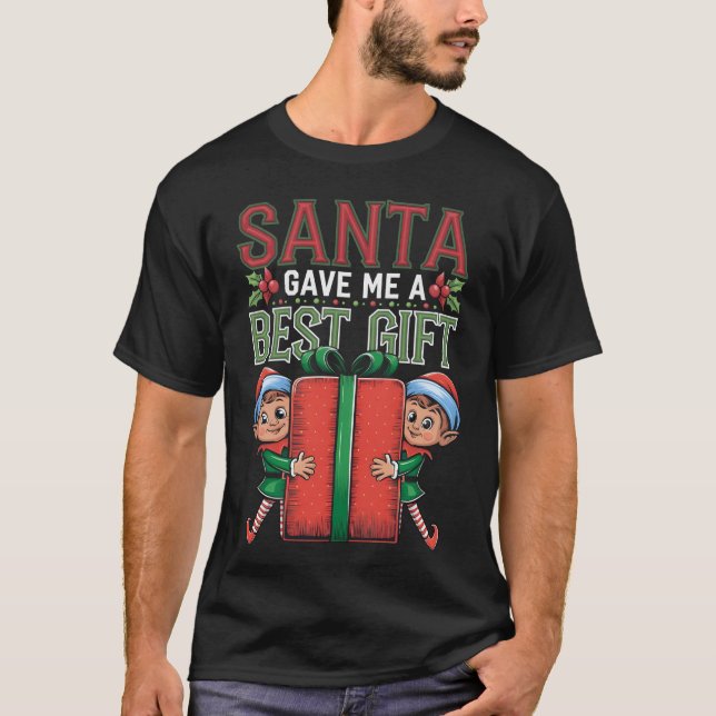 T-shirt Noël Grossesse Faire-part Noël présent (Devant)