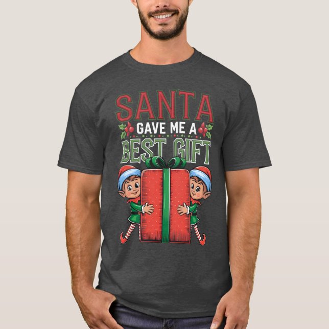 T-shirt Noël Grossesse Faire-part Noël présent (Devant)