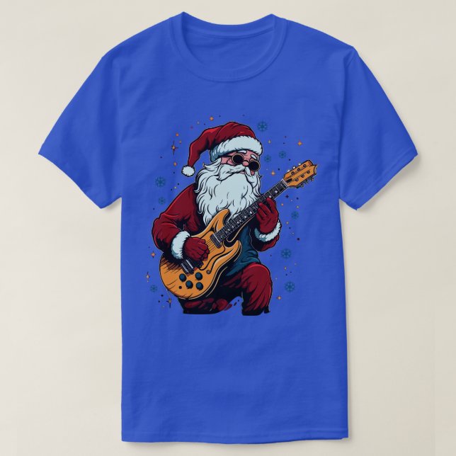 T-shirt Noël Guitare Cadeau Santa Claus Guitariste Funny (Design devant)