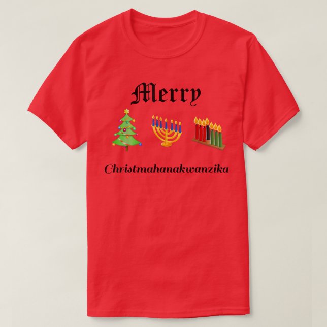 T-shirt Noël Hanoukka Kwanzaa Christmahanakwanzika (Design devant)