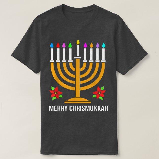 T-shirt Noël Hanoukka Menorah Merry Chrismukkah (Design devant)