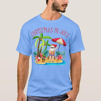 T-shirt Noël Hawaiien Tropical Été Père Noël Noël En J