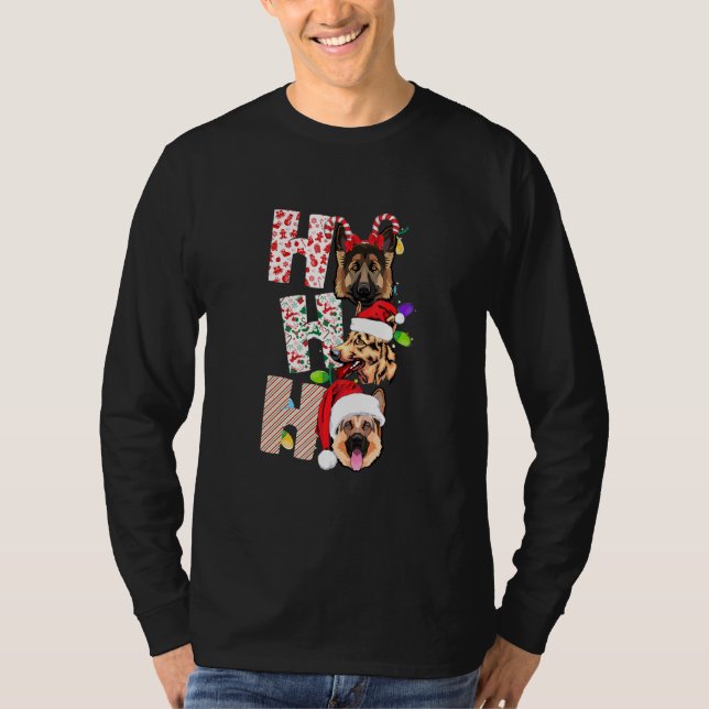 T-shirt Noël Ho Ho Ho Shepherd Chien pour chien animaux do (Devant)