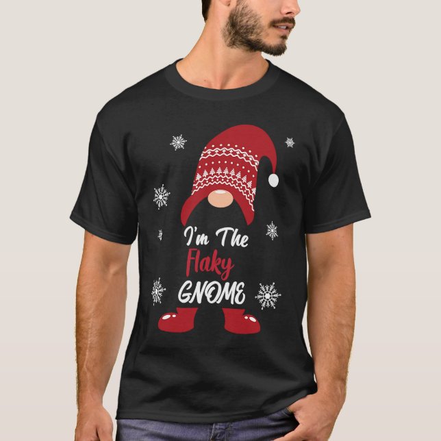 T-shirt Noël Je suis Flaky Gnome Xmas Hommes Femmes (Devant)