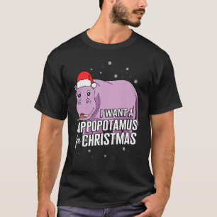 T-shirt Noël Je Veux Un Hippopotame Pour Noël Mignonne