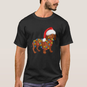 T-shirt Noël - Jolie Daschund Avec Lumières De Noël