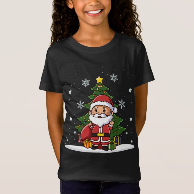 T-Shirt Noël jolie mignonne Kawaii Chibi Santa Claus (Devant)
