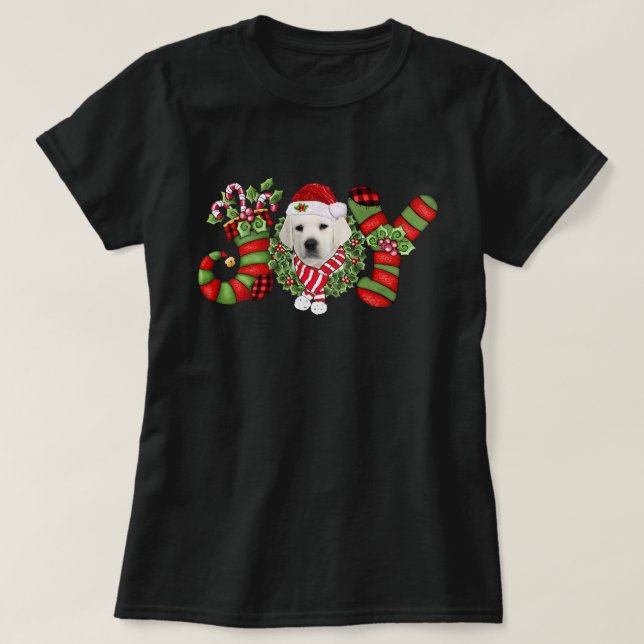 T-shirt Noël Joy Nain Stocking Blanc Labrador (Design devant)