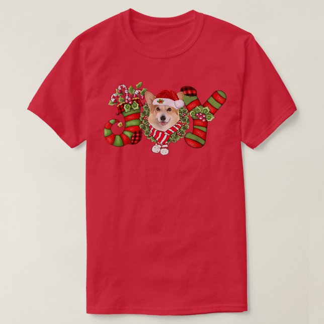 T-shirt Noël Joy Nwarf Stocking Corgi (Design devant)