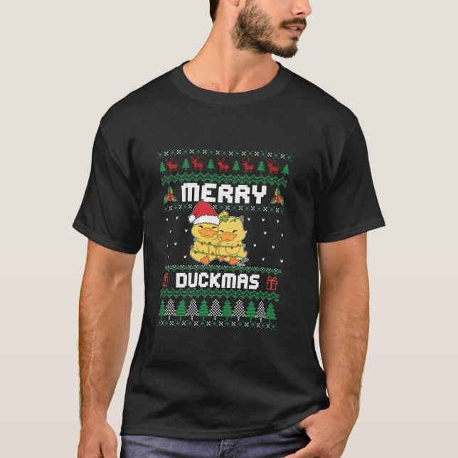 T-shirt Noël Joyeux Duckmas Drôle Canards Lover Long Sle (Devant)