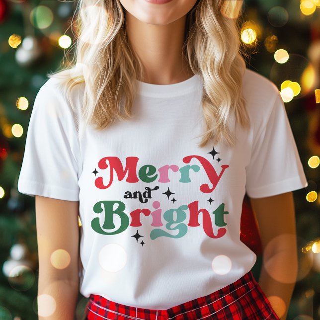 T-shirt Noël Joyeux Et Lumineux Coloré Vacances Rétro (Créateur téléchargé)