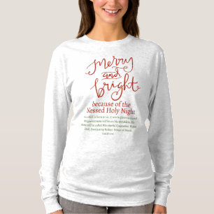 T-shirt Noël Joyeux et lumineux Saint Rouge Vert Cendres G