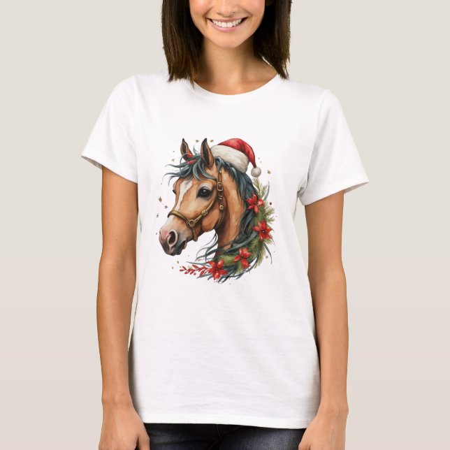 T-shirt Noël Joyeux Horsemas Cheval de Noël (Devant)