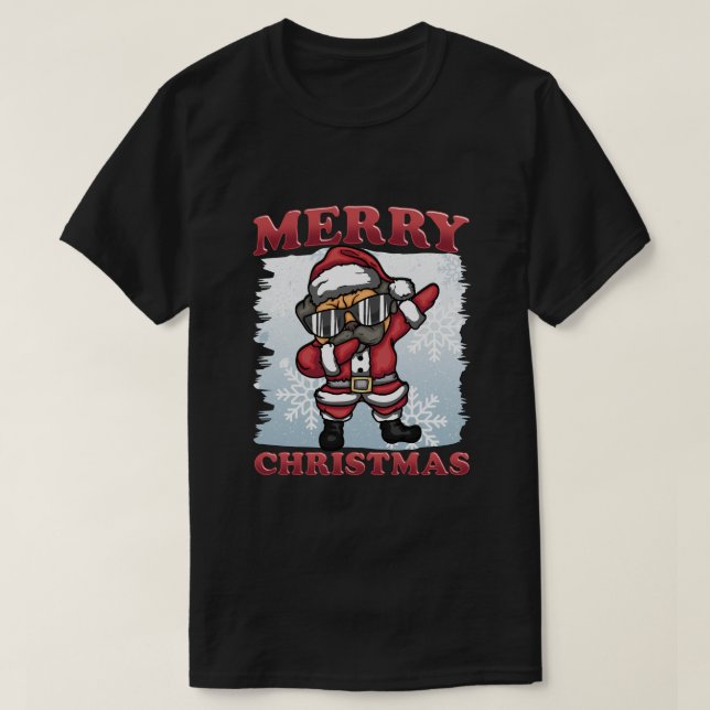 T-shirt Noël - Joyeux Noël Carlin chien Père Noël (Design devant)